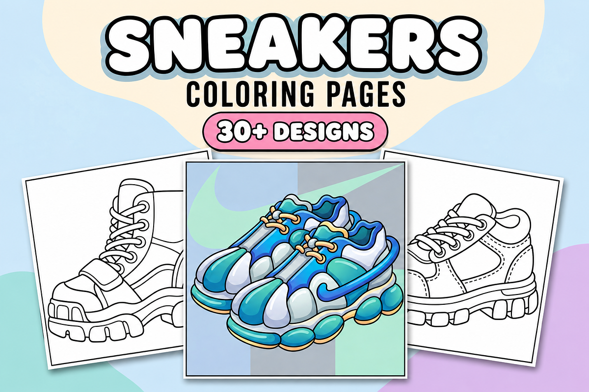 Sneakers Coloring Pages #1, a Sport Illustration by Inkivelle Studio (Photo 1 of 3)
