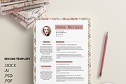 Vintage Floral CV /Resume Template M, a Resume Template by Showy68 Template (Thumbnail 2 of 3)