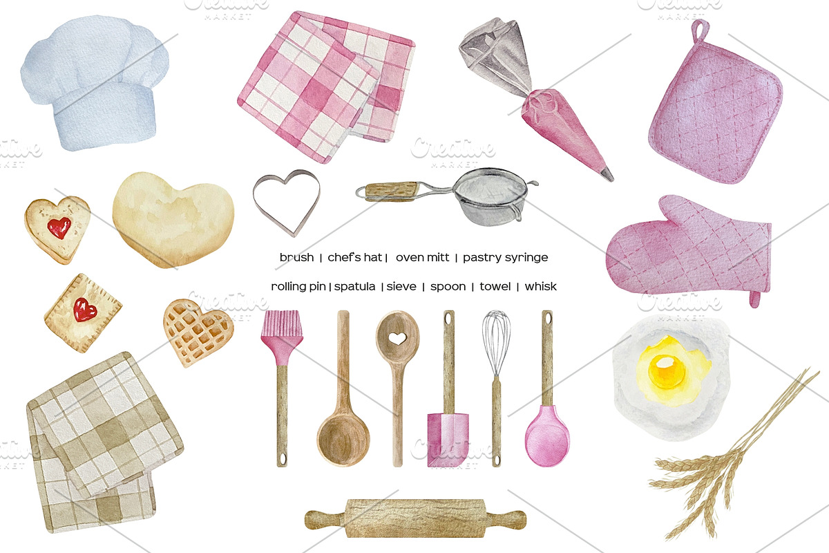 Watercolor pink bakery mixer clipart, a Food Illustration by Art and Funny (Photo 2 of 6)