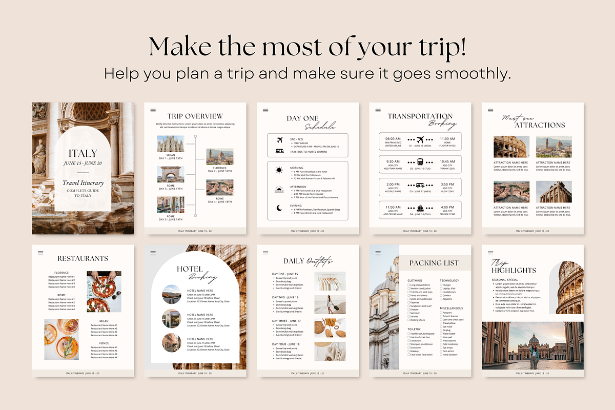 Digital Travel Itinerary Template, a Magazine Template by ShopRShop (Photo 7 of 11)