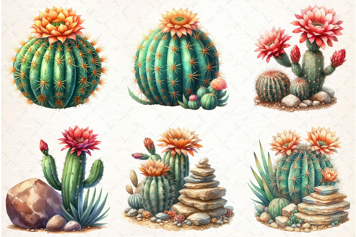 Watercolor Cactus Clipart, an Illustration by Libby Wishes (Photo 2 of 7)