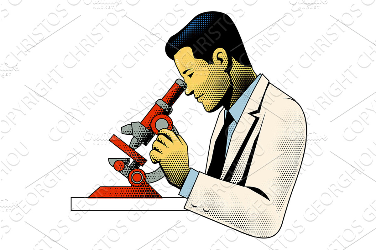 Scientist Microscope Retro Vintage, an Illustration by Christos Georghiou