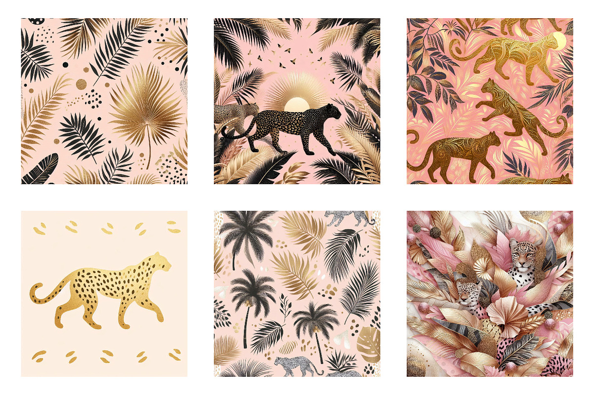 Pink and Gold Leopard Digital Paper, an Illustration by CreationArt (Photo 2 of 5)