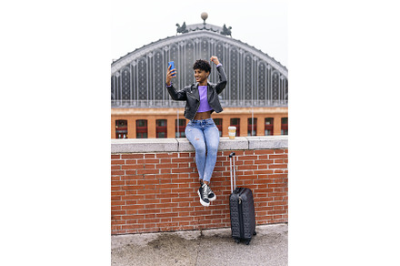Afro Girl Taking Selfie With Phone