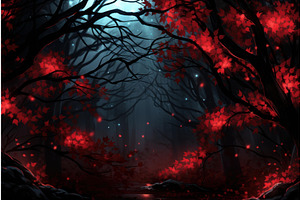 Red Leaves Night Foliage. Generate