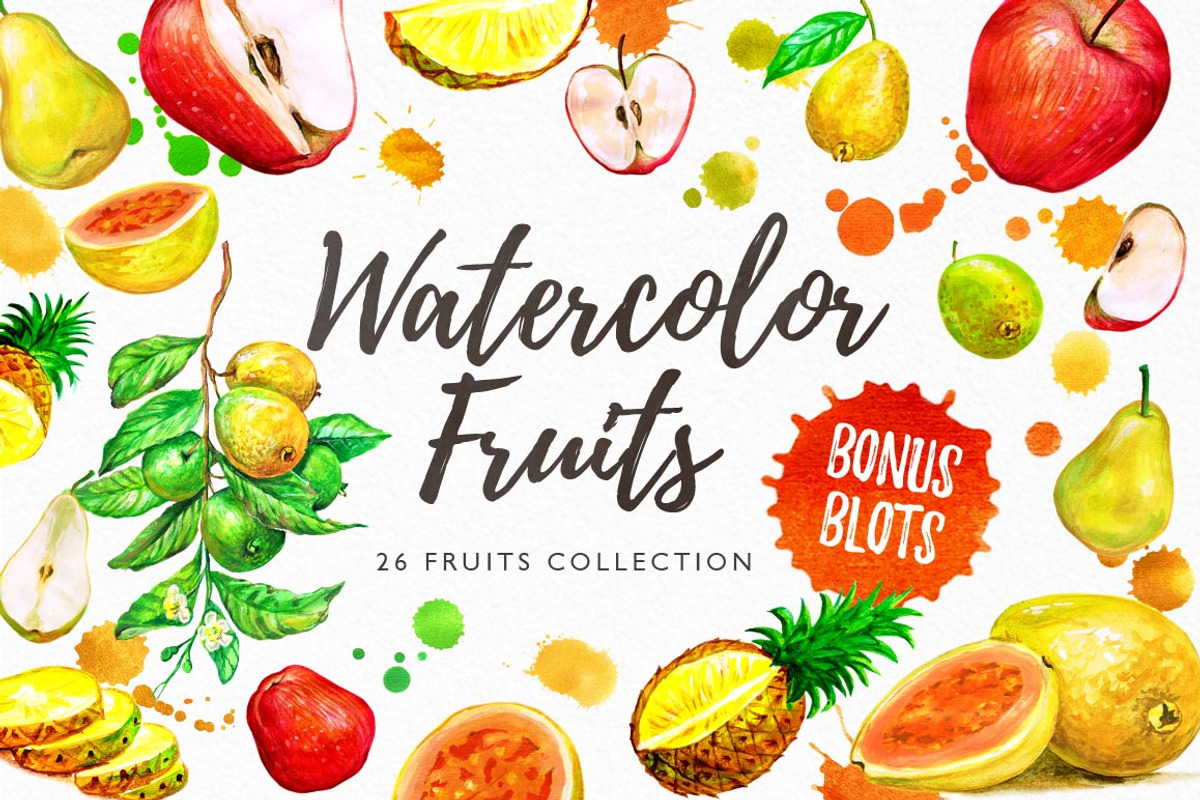 Watercolor Fruits, a Food Illustration by Graphobia (Photo 1 of 8)