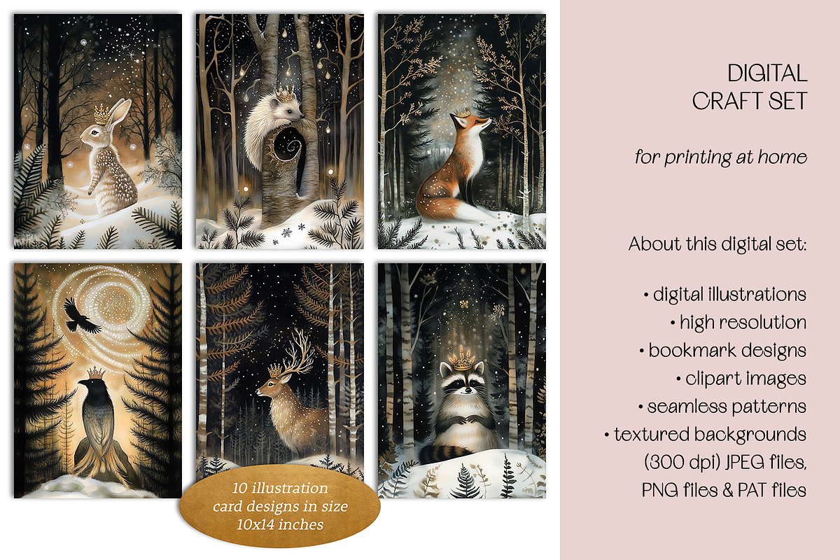 Golden Winter Forest Craft Set, a Decorative Illustration by The Dutch Lady Designs (Photo 10 of 10)