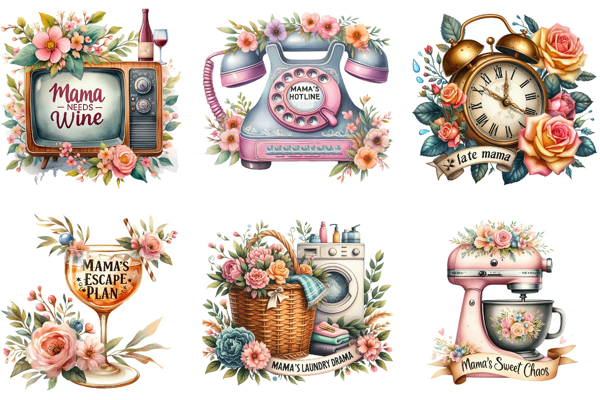 Vintage Mothers Day Funny Mama, a Seasonal Illustration by DreamArtGraphic (Photo 3 of 4)