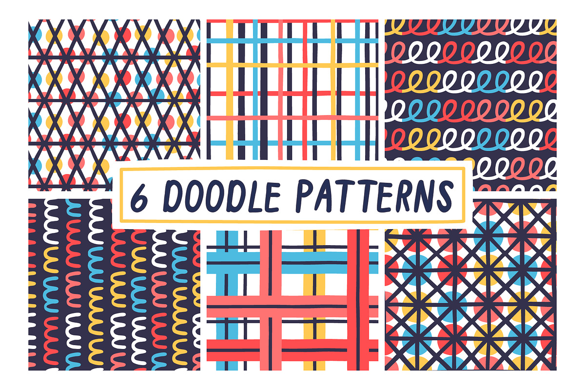 6 DOODLE PATTERNS, a Pattern Graphic by Nastya Tkachova (Photo 1 of 5)