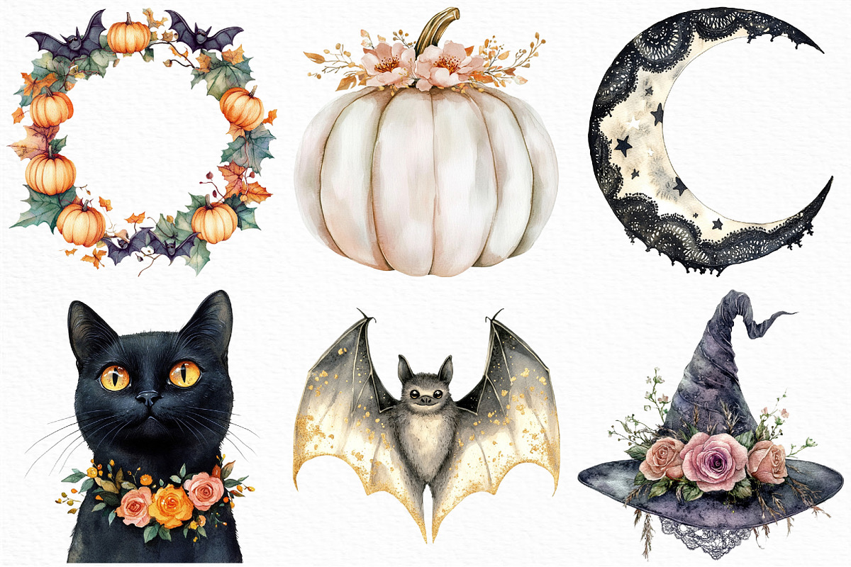 Beautiful Halloween Clipart Bundle, an Illustration by Craft Nest (Photo 4 of 6)