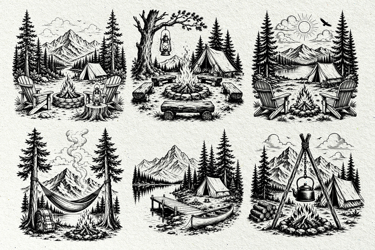 Camping Scenes Adventure Graphics, a Sport Illustration by DENIDigitalArtSudio (Photo 4 of 8)