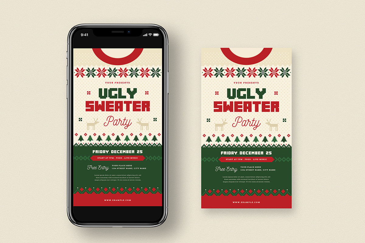 Ugly Sweater Christmas Flyer Set, a Flyer Template by VectorVactory (Photo 4 of 4)