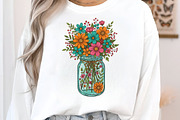 Mason Jar Floral Bouquet PNG, an Illustration by Craft Nest (Thumbnail 3 of 6)