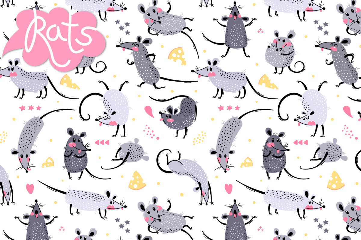 Rats - cute set, an Animal Illustration by Baksiabat (Photo 5 of 7)
