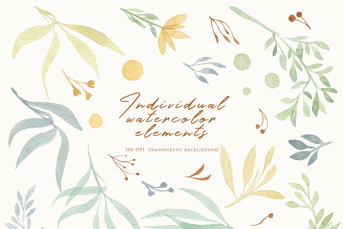 Minimalistic watercolor leaves, an Illustration by Pamyatka Shop (Photo 7 of 7)
