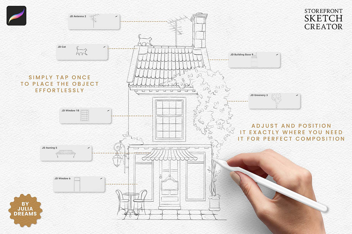 Storefront Creator Brushes Procreate, a Brush Add-On by Julia Dreams (Photo 3 of 6)