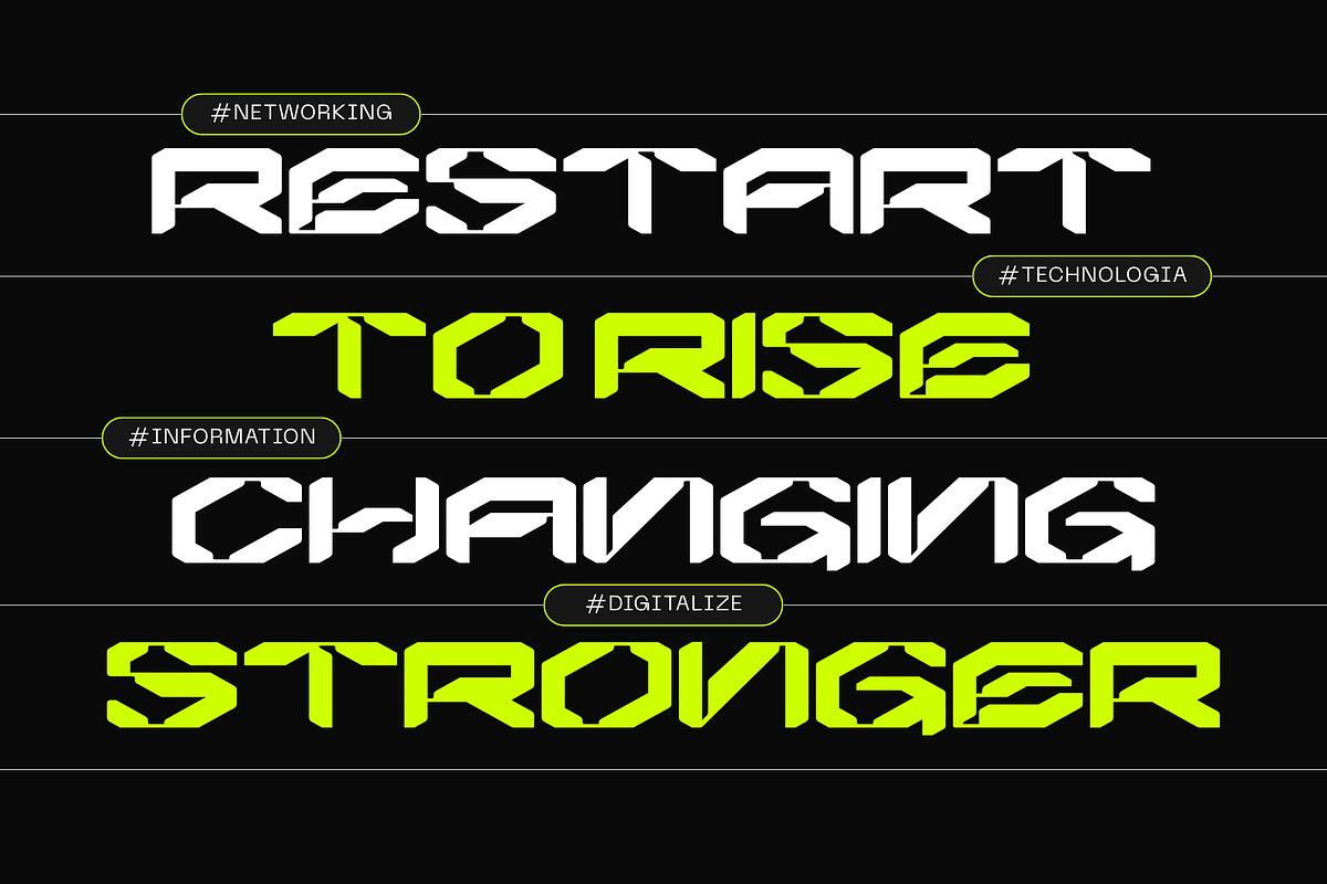 Agor Techno -  Branding Logo Font, a Sans Serif Font by Nirmana Visual (Photo 5 of 9)
