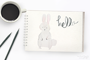 Watercolor Bunny Digital Graphics, an Animal Illustration by WeLivedHappilyEverAfter (Thumbnail 1 of 4)