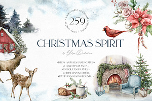 Watercolor Christmas Spirit Graphics