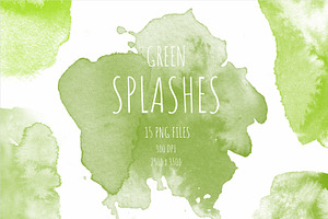 Green Splashes Watercolor Green Spot