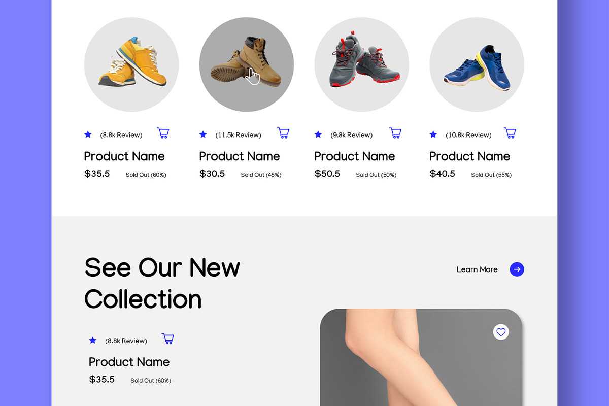 Shoes Collection Landing Page Layout, an UI Kit Template by CreativeShaper (Photo 3 of 5)