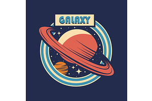 Space label or cosmos patch with, an Object Illustration by Elegant Solution