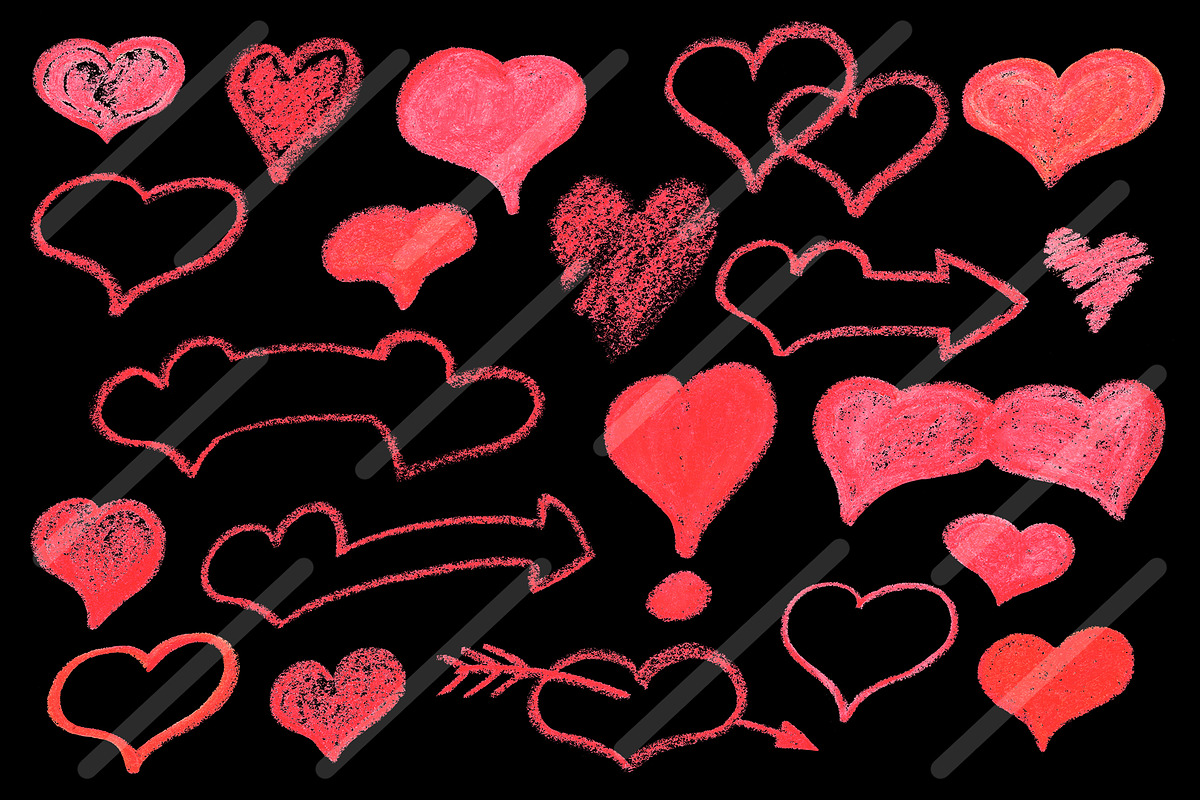 Red Hearts Textured Chalk Clipart, a Texture Illustration by RabbitAndPencil (Photo 3 of 3)