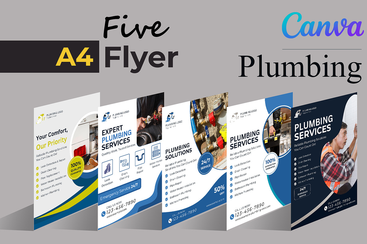 Plumbing Flyer | Canva | 5 Flyers, a Flyer Template by Mohammad Sarfaraz (Photo 1 of 6)