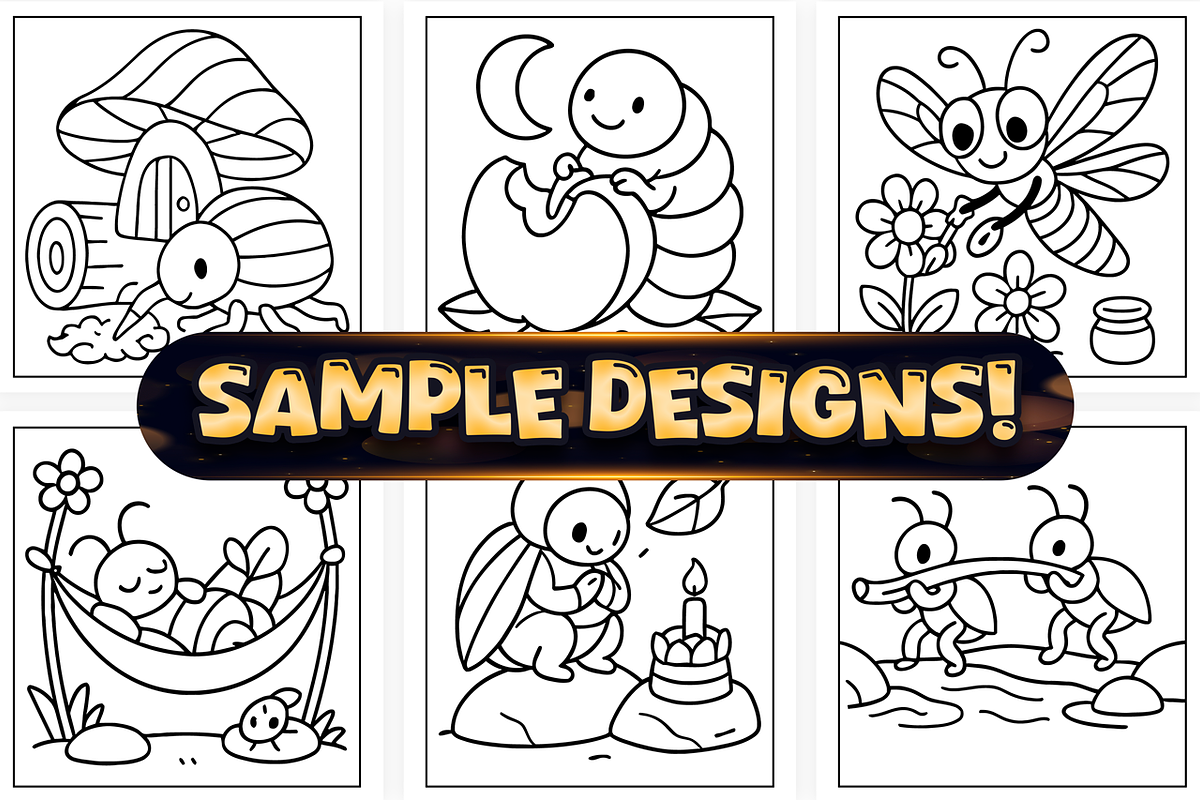 Bold Easy Cute Bug Coloring Pages, an Animal Illustration by Craftsbeefy (Photo 2 of 4)
