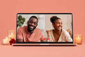 Romantic Video Call with Candles and Rose, a Technology Photo by AlyaAnd