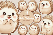 15 Bundle Watercolor Baby Hedgehog, an Animal Illustration by Morspective (Thumbnail 1 of 8)