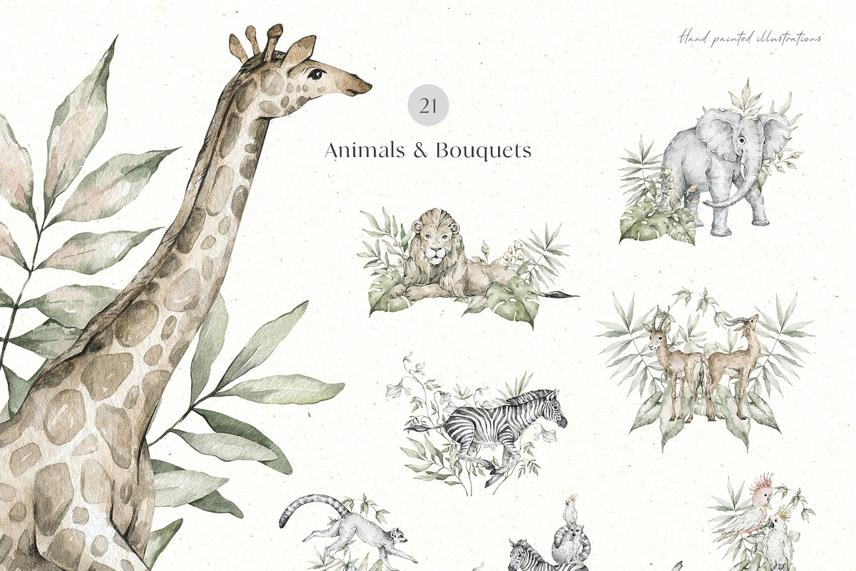 Tropical Jungle Watercolor Animals, an Animal Illustration by Kreker Kate (Photo 8 of 14)