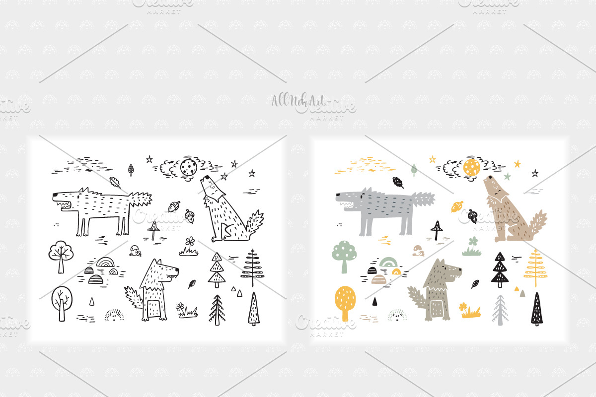 Wolf & Forest - Patterns & Posters, a Pattern Graphic by AllNikArt (Photo 8 of 8)