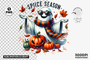 Spice Season Pumpkin Ghost Clipart, an Illustration by Creative Arslan (Thumbnail 1 of 3)
