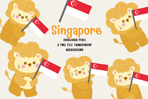 Singapore animal / Lion PNG Bundle, an Animal Illustration by Nattapohncha