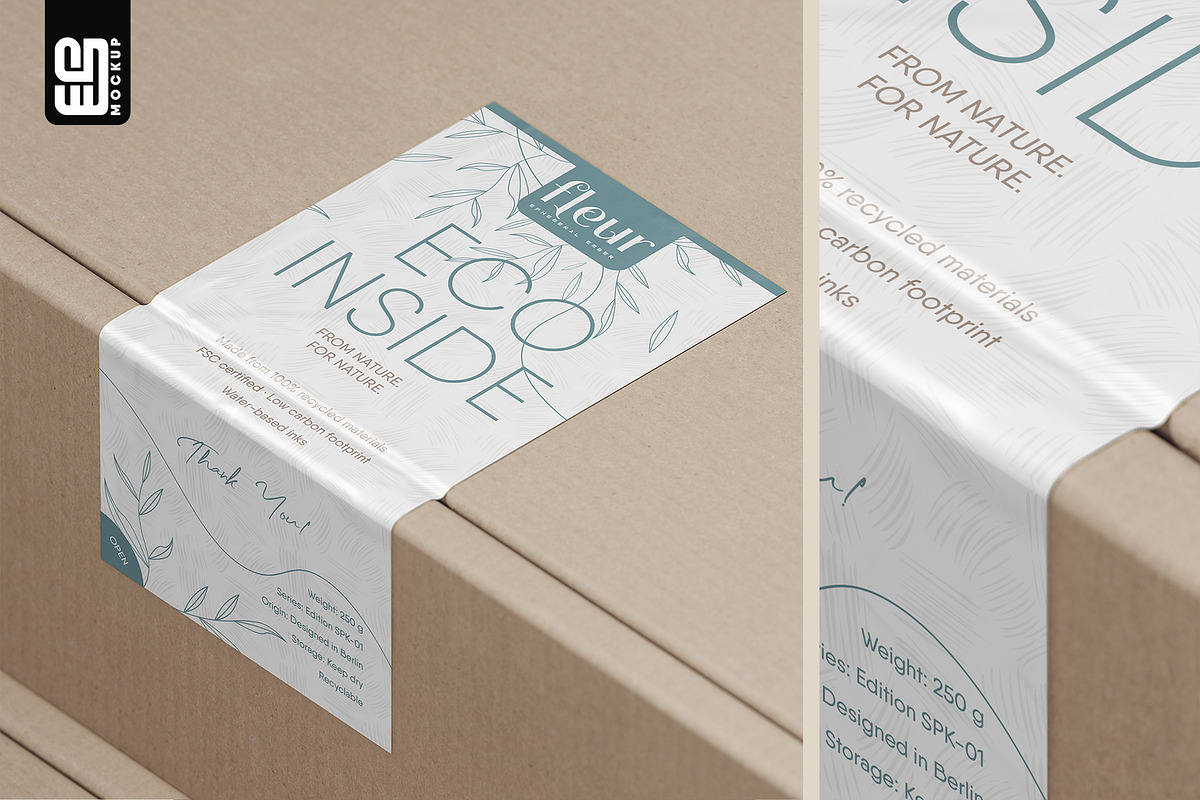 Corner Box Sticker Mockup, a Product Mockup by SD Mockup