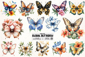 Floral Butterfly Png Bundle, an Illustration by Pixels.Craft