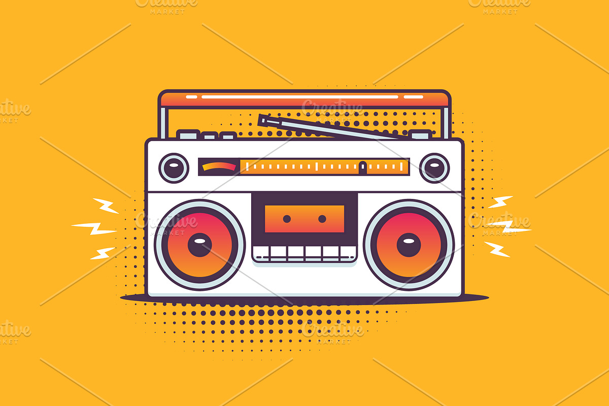 Retro Boombox Pop Art, an Illustration by Vector Kitchen by Zoljo