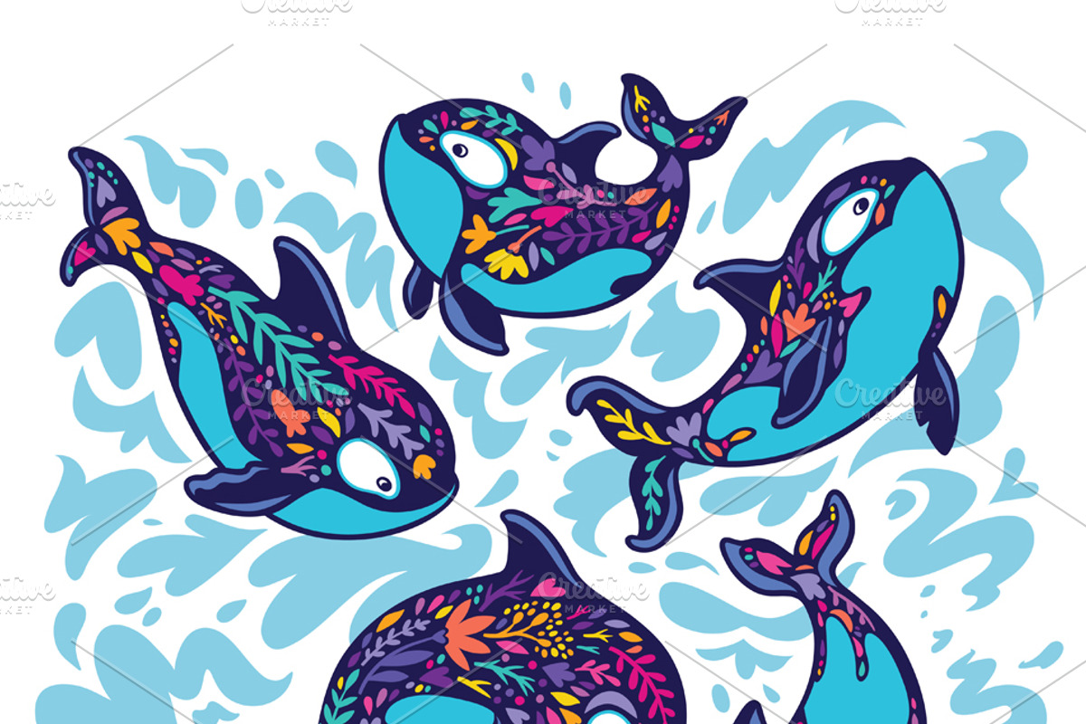 Orca Whales, a Pattern Graphic by PenguinHouse
