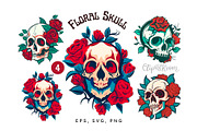 Skull and Roses. Skeleton png & svg, an Object Illustration by ClipArtRoom (Thumbnail 1 of 6)
