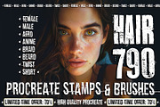 procreate brushes hairs brushes, a Brush Add-On by SannaIllustrations (Thumbnail 1 of 6)