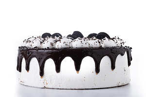 Chocolate and Cream Cake with Cookies on White Background, a Food & Drink Photo by etorres69