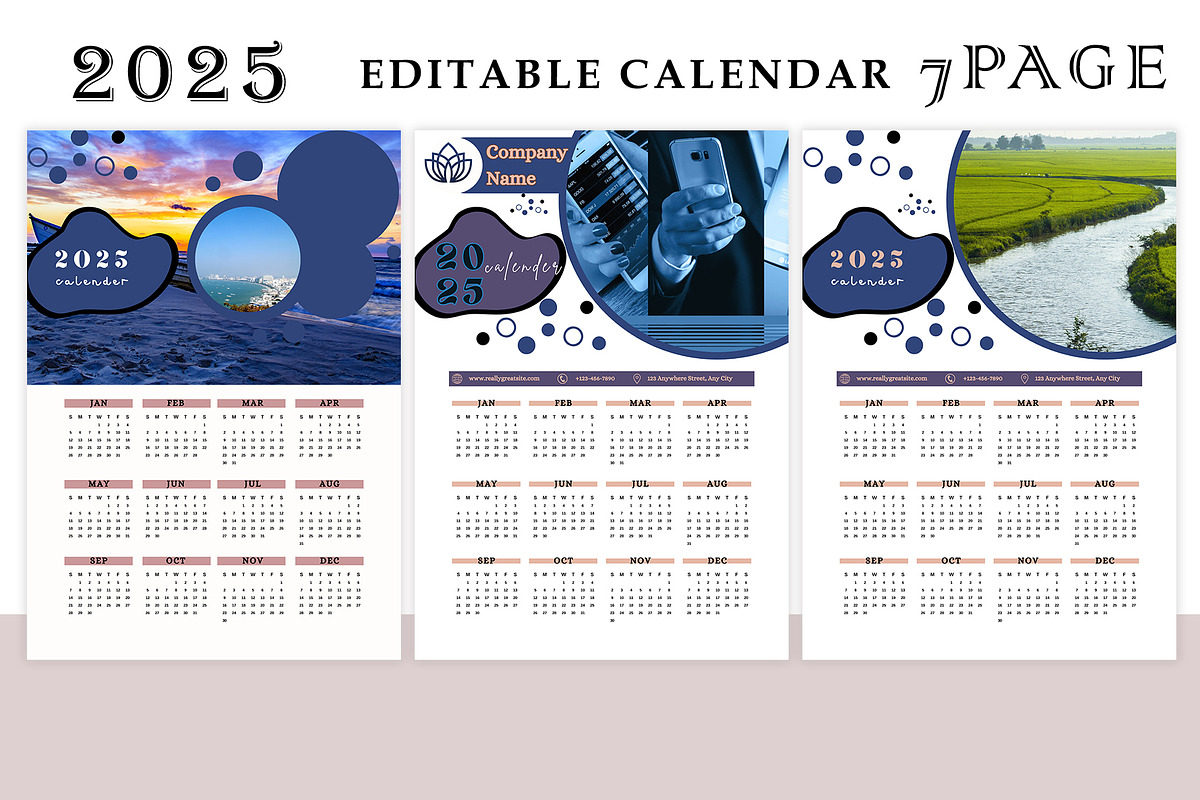 Yearly Calendar Template 2025, a Stationery Template by DesignByStore (Photo 2 of 6)