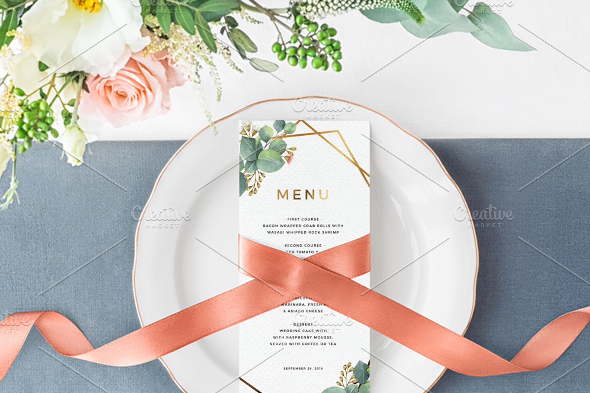 Eucalyptus Gold Geometric Frame, an Invitation Template by Inkpower (Photo 5 of 7)
