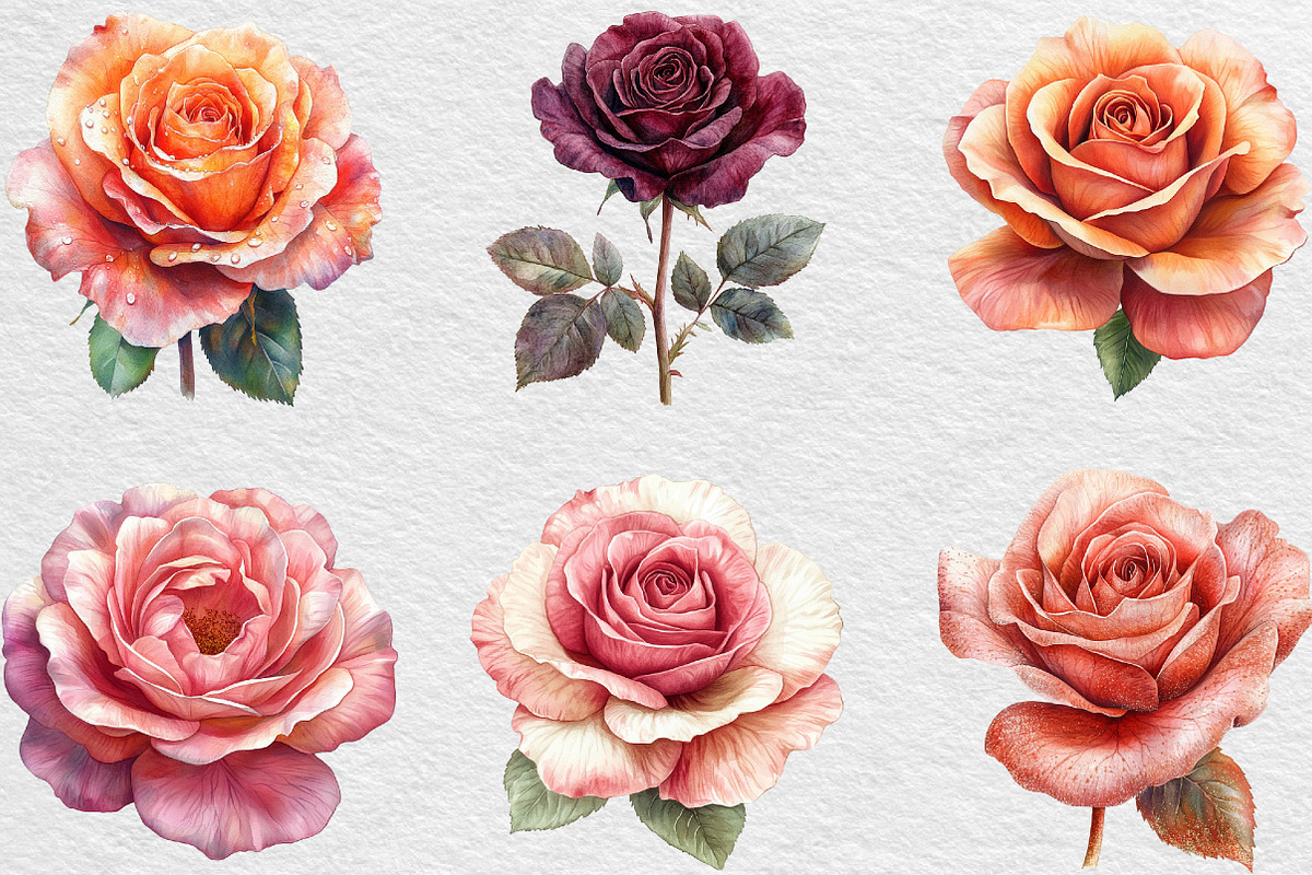 Rose Flower Clipart Bundle, an Illustration by Black Bird Studio (Photo 2 of 6)