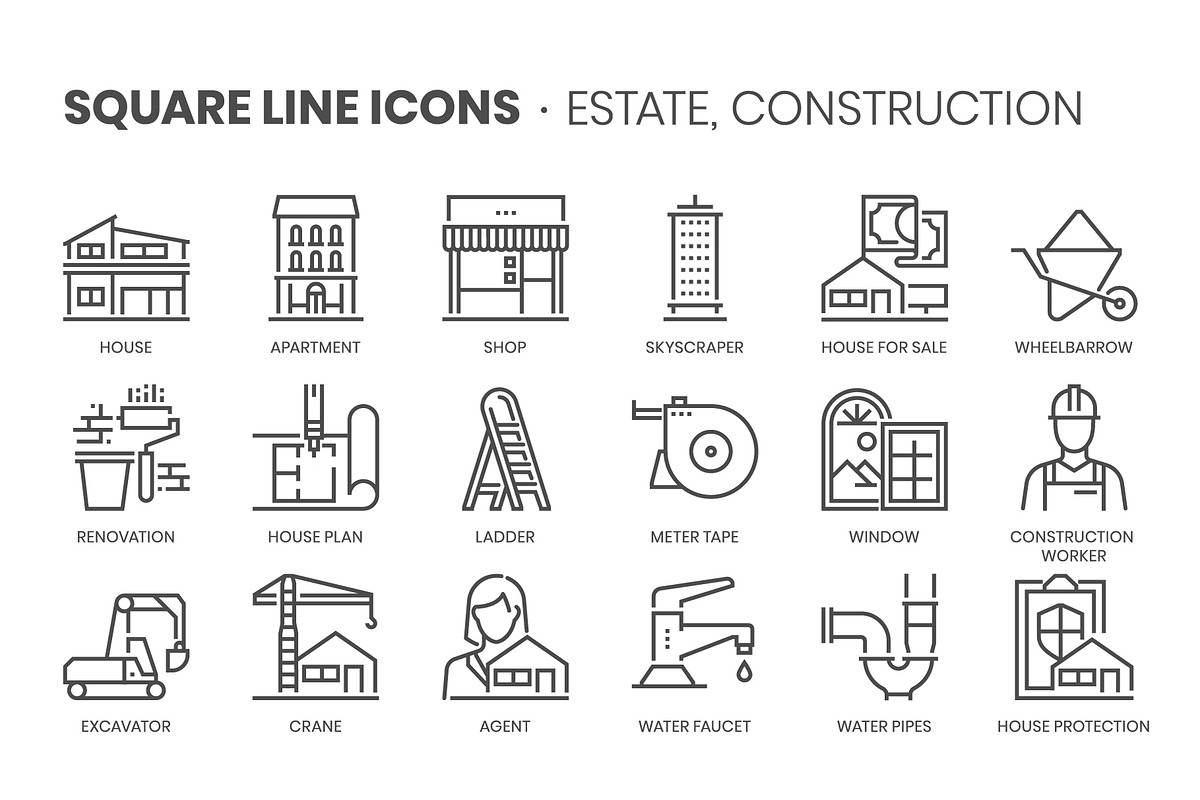 Square line icons, an Outline Icon by Howcolour (Photo 37 of 85)