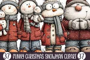 funny christmas snowman, silly snowm, an Illustration by Designking