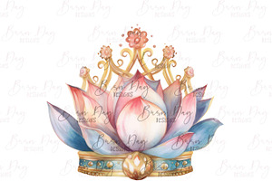 Watercolor Crown With Flower Clipart