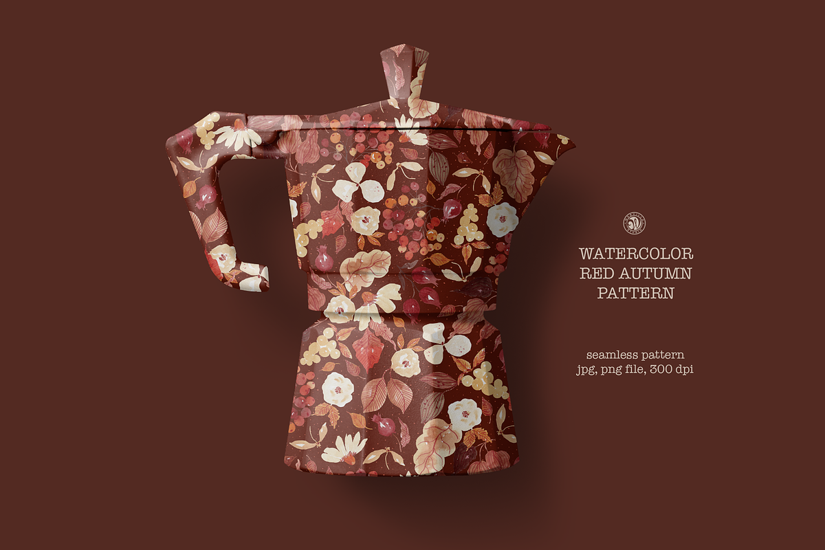 Red Autumn Watercolor Pattern, a Pattern Graphic by Webvilla Studio (Photo 7 of 7)
