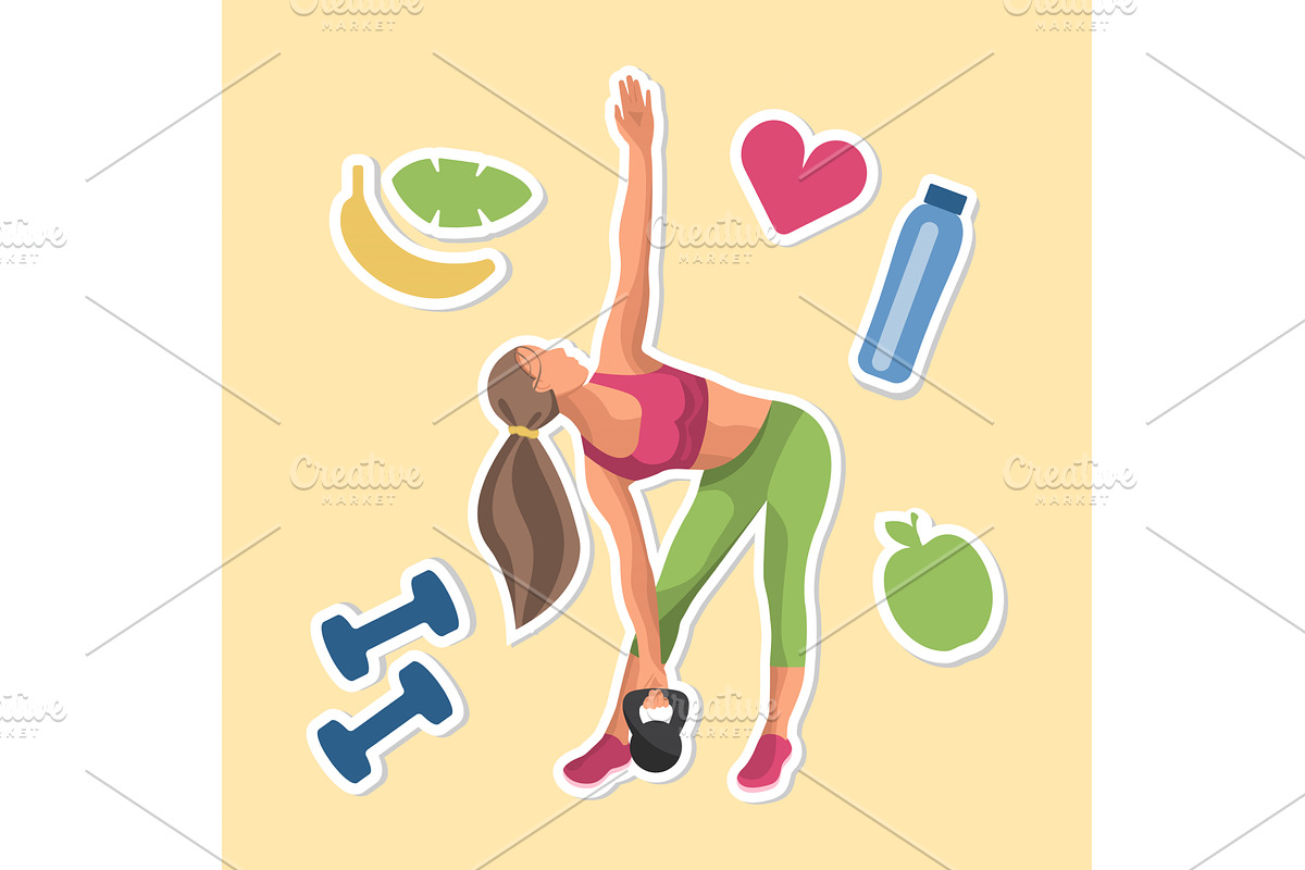 Faceless fitness woman stretching, a Sport Illustration by okskukuruza